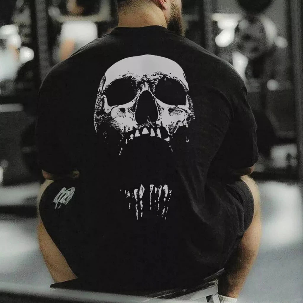 Camiseta Oversized Estampada Skull All Black